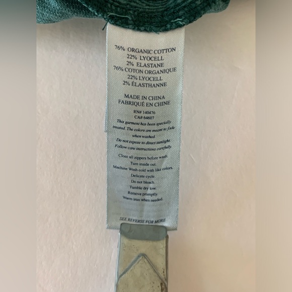 Faherty Patch Pocket Flare Leg Stretch Corduroy Pants Green Raw Hem Size 26 - Picture 5 of 11